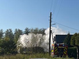 Pożar zakładu stolarskiego (garaż) w Makowie Podhalańskim.